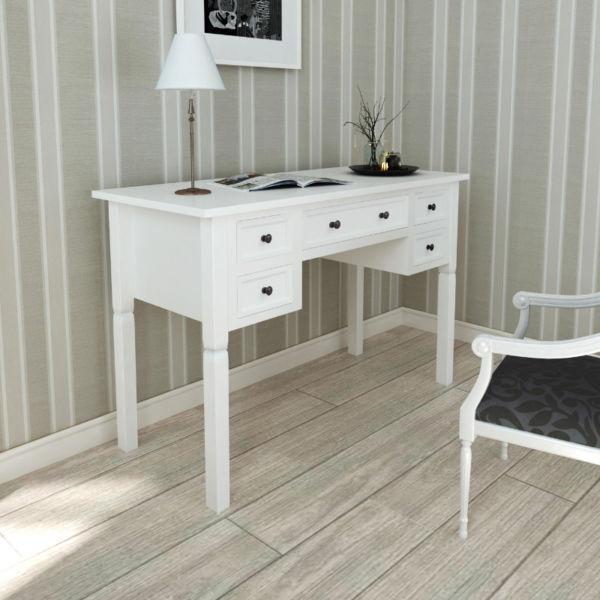 White Writing Desk with 5 Drawers(SKU241533)