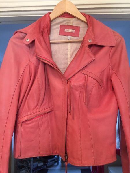 Summer Soft Leather Armani Jeans Jacket in Pink