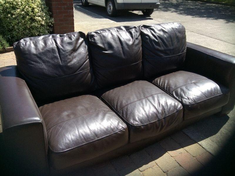 Free 3 seater brown leather couch