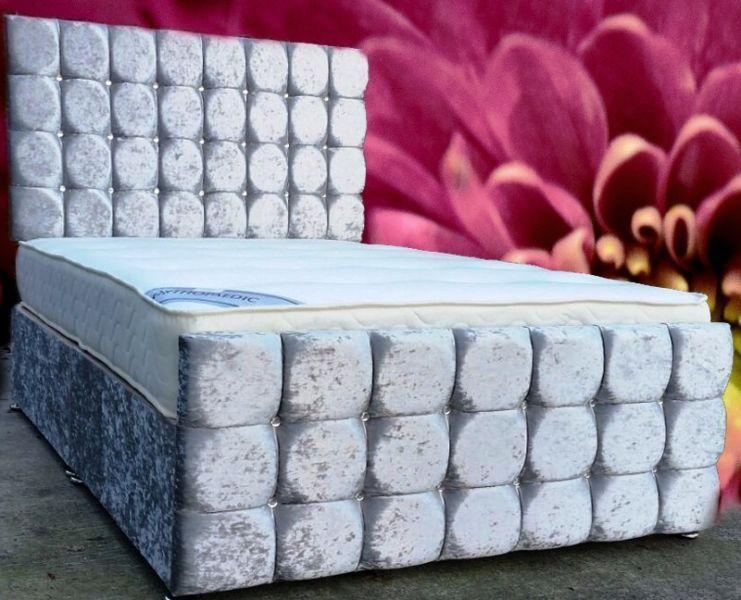 Crushed Velvet beds with Deluxe Mattress