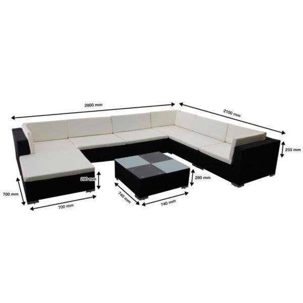 Outdoor Furniture Sets : 24 pcs Black Poly Rattan Seat Set Garden Furniture(SKU41271)