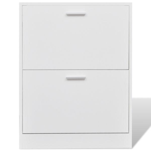 Shoe Racks & Organisers : White Wooden Shoe Cabinet with 2 Compartments(SKU241242)