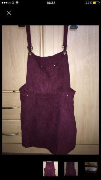 Burgundy Dungaree Dress