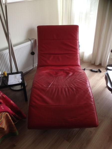 Stylish red leather chaiselong for sale