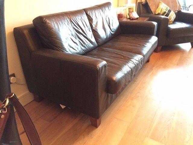 3 SEATER LEATHER COUCH AND FOOT CHAISE e90 ONO