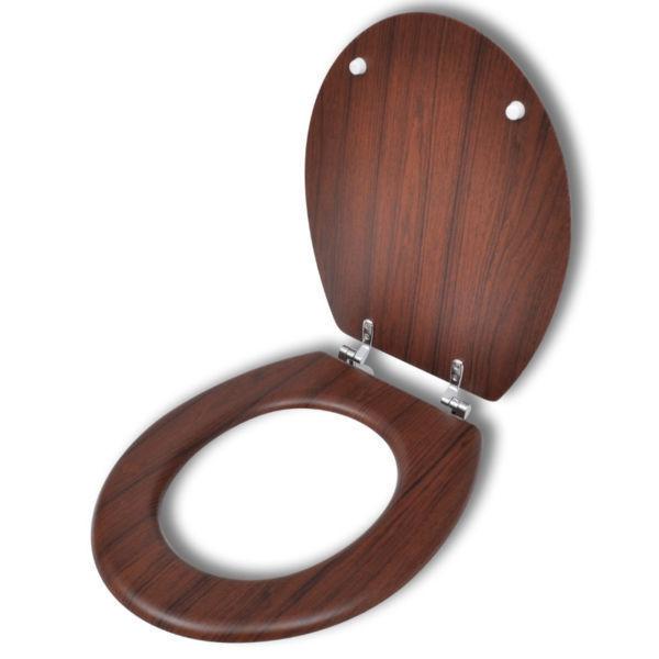 Toilet & Bidet Seats : WC Toilet Seat MDF Hard Close Lid Simple Design Wood(SKU140803)