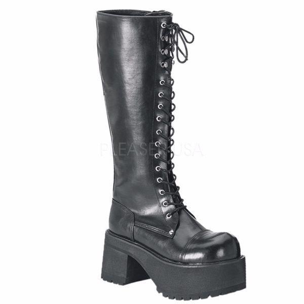 Demonia Boots leather size 8 RANGER-302 platform over the knee Brand New lace-up