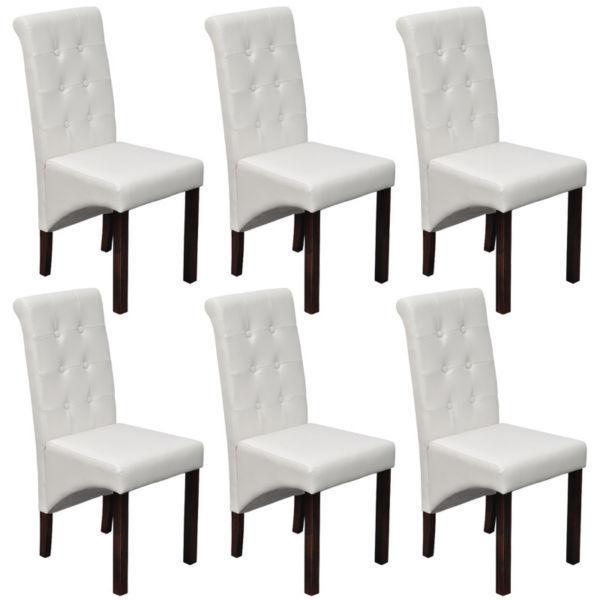 6 pcs Artificial Leather Wood White Dining Chair(SKU271889)