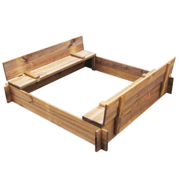 Outdoor Play Equipment : Square Impregnated Wooden Sandbox(SKU41722)