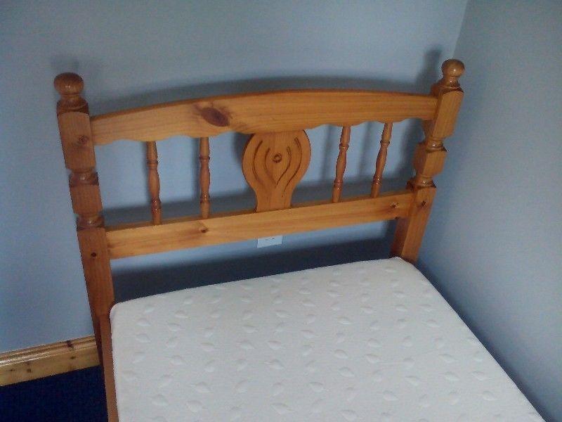 Pine Framed Bed and Mattress