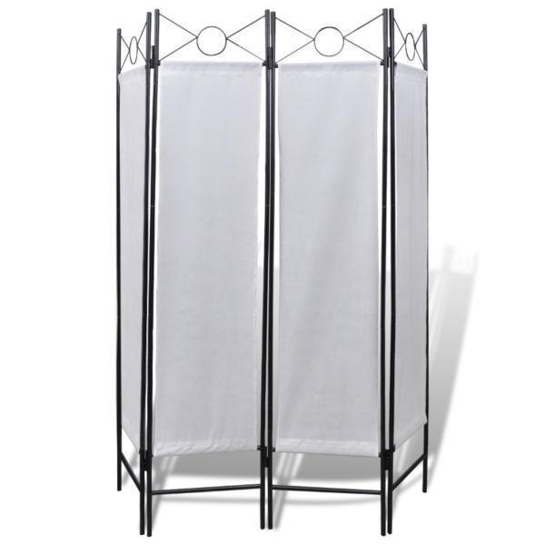 4-Panel Room Divider Privacy Folding Screen White 160 x 180 (SKU240808)