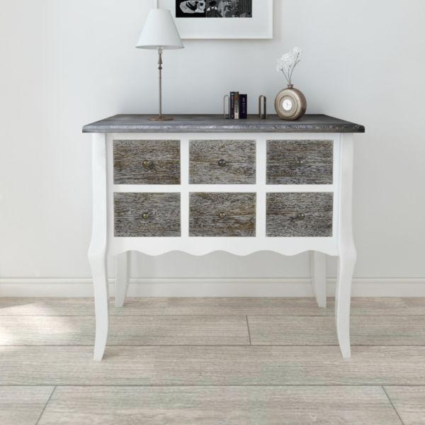 Buffets & Sideboards : Console cabinet 6 drawers white wood(SKU240402)