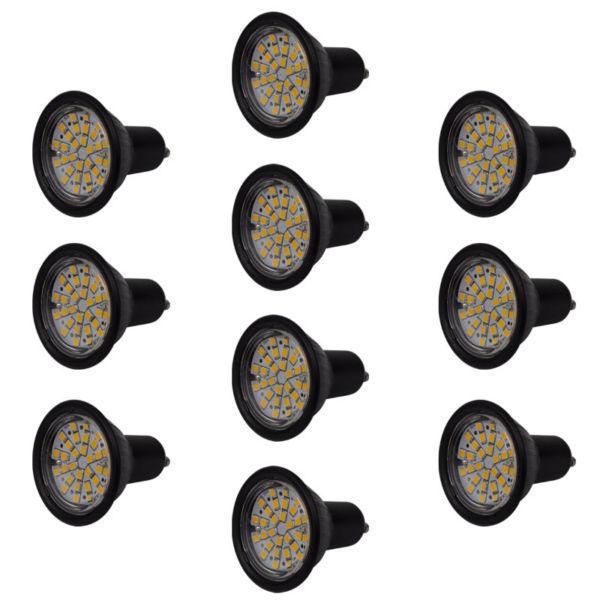 Spotlight Set 10 LED Bulbs Black 3W GU10 Warm White(SKU50417)