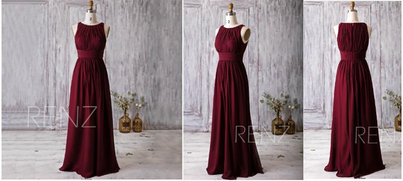 5 BRIDESMAIDS DRESSES - SIZE 12 BEAUTIFUL BURGUNDY WITH TAGS STILL ON - NEVER WORN - 90 EURO EACH