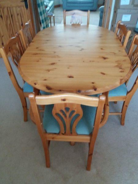 Pine Dining Room table & chairs, pine coffee table
