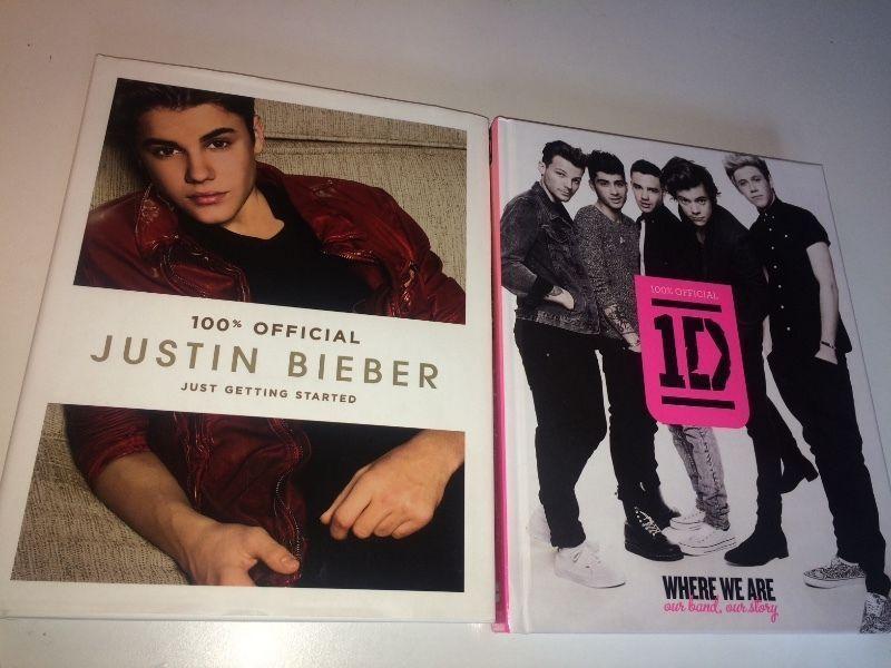 JUSTIN BIEBER AND ONE DIRECTION OFFICIAL BOOKS FOR SALE