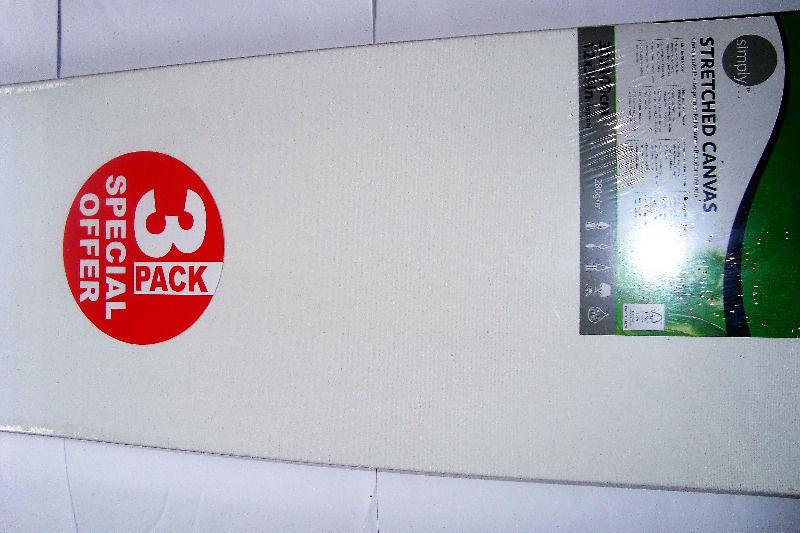 Brand New Set of 3 Brand New Daler Rowney Blank Large Stretched Canvas for Sale