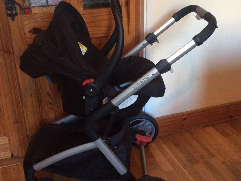 pram and car seat (mothercare travel system)