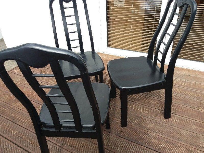 3 Black kitchen/dining chairs