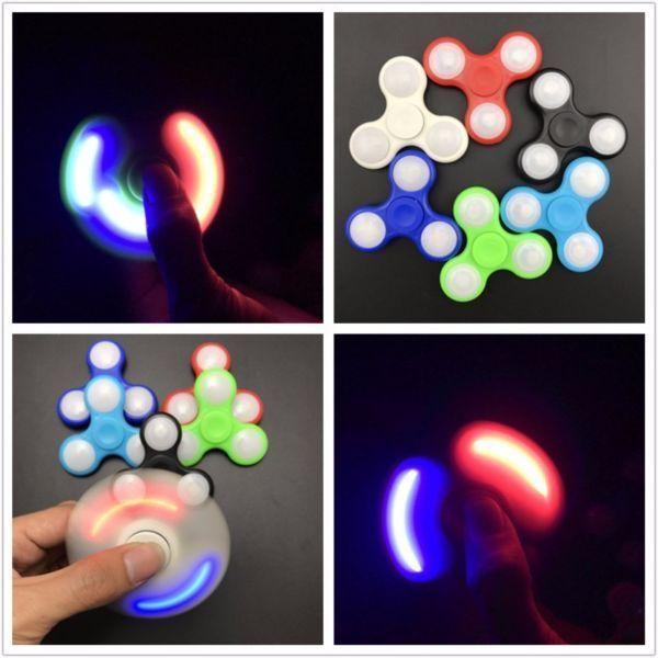 New Fast LED Light Rainbow Multi Color Fidget Spinner Toy Anti Stress Yellow White Blue Black Green