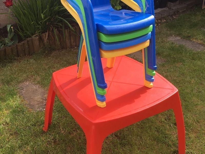 Plastic table and 4 chairs