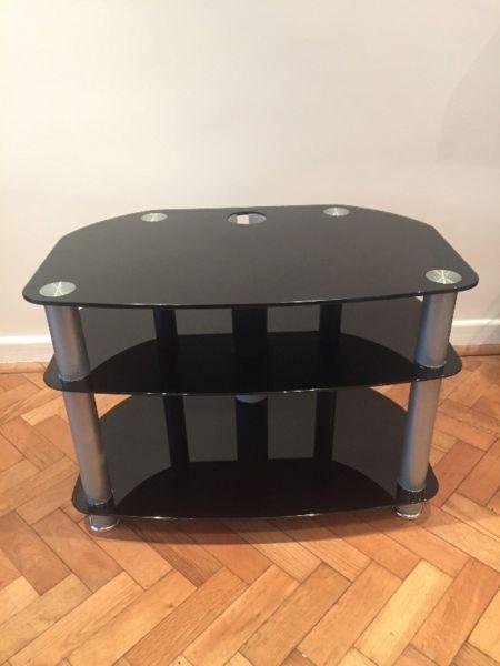 TV Table, black glass - Good as new!
