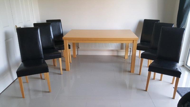 Dining Table & 6 x leather chairs