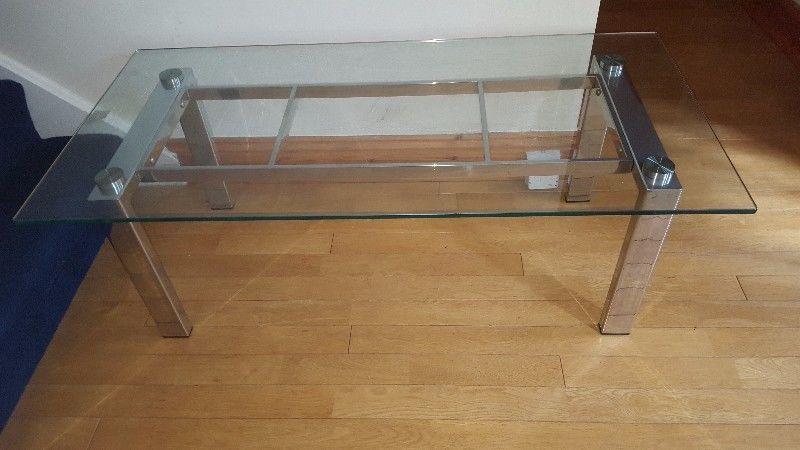Large glass coffee table