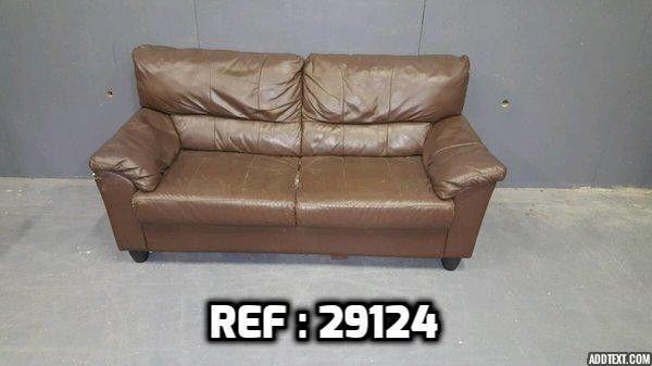 2 seater brown leather sofa - can deliver