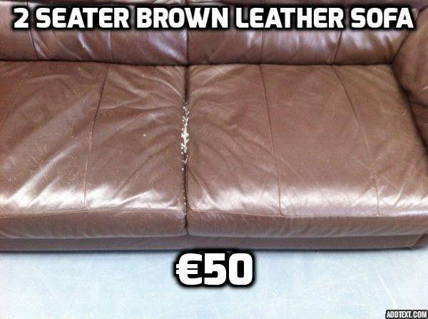 2 seater brown leather sofa - can deliver