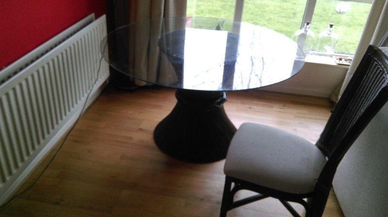 Round glass table and chairs for sale