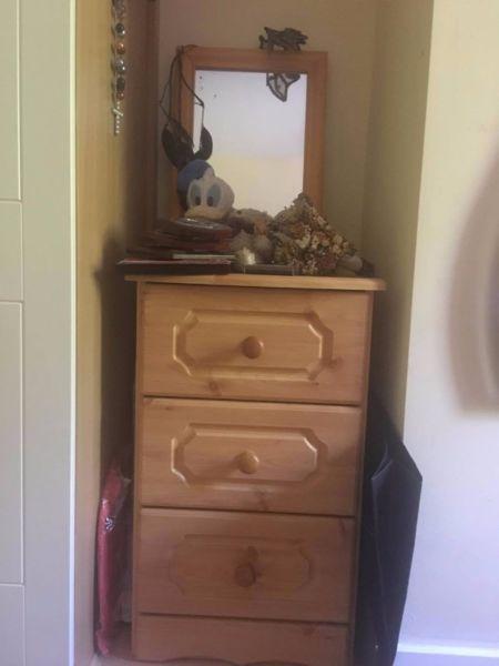 bedside table with mirror