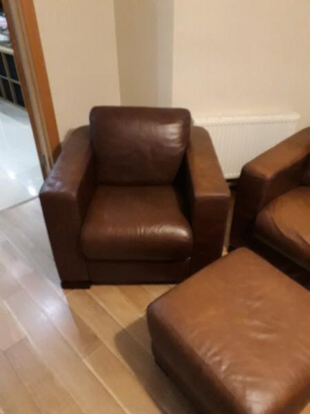 Sofa 3 seater with 2 arm chairs and foot rest
