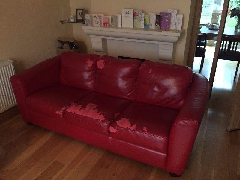 Free Red Leather Style Sofa