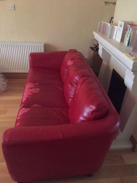 Free Red Leather Style Sofa