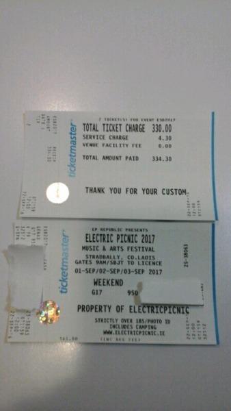 Hard Copy Electric Picnic Weekend Camping Ticket