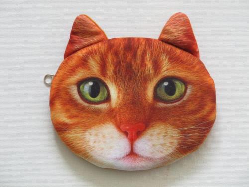 Soft Ginger Cat Cute Face Printed Zipper Coin Purses €3