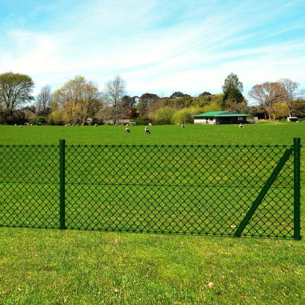 Fence Panels : Chain-Link Fence Set with Posts Spike Anchors 1,25 x 15 m(SKU140751)