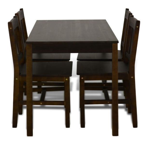 Wooden Dining Table with 4 Chairs Brown(SKU241221)