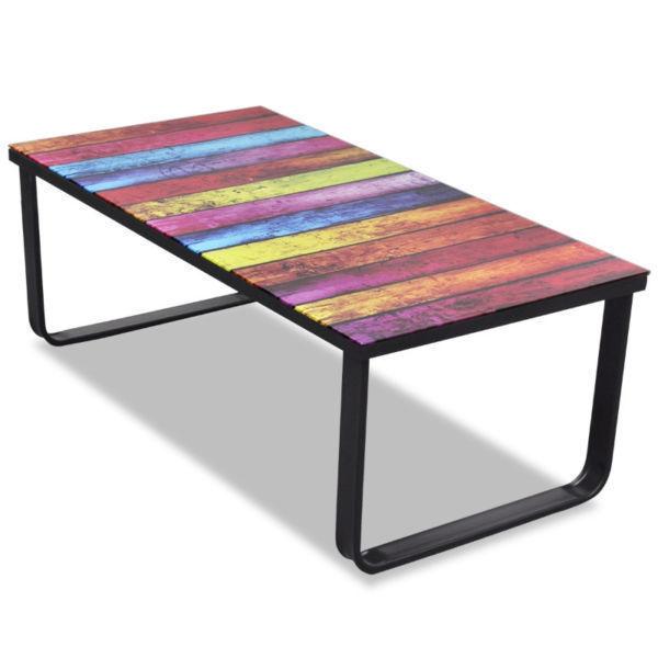 Glass Coffee Table with Rainbow Printing(SKU241175)