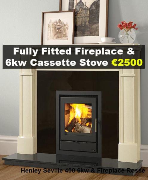Fully Fitted Fireplace & 6kw Cassette Stove