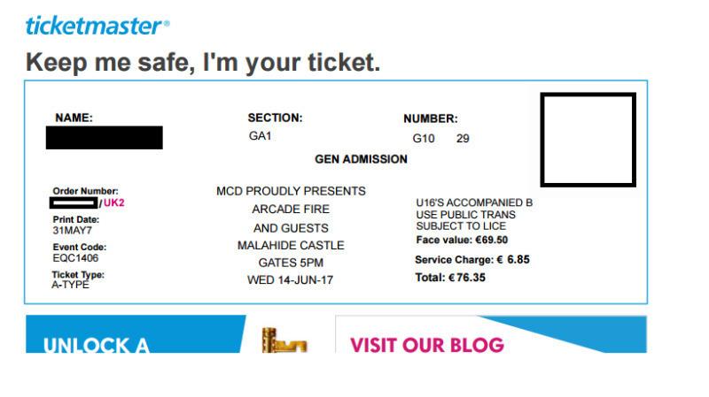 2 x Arcade Fire tickets - Malahide Castle June 14th