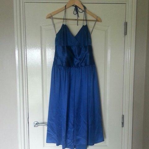 Blue silk halter neck dress (NEW with TAGS)