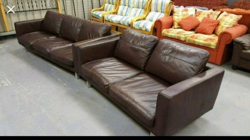 3 + 2 Brown Leather Suite - can deliver