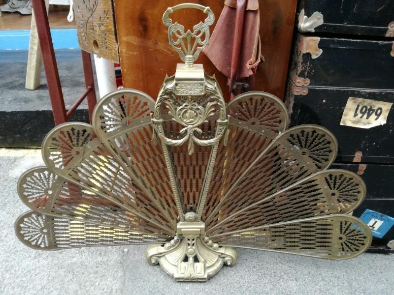 Vintage brass fan firescreen