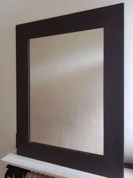 Dark brown framed mirror