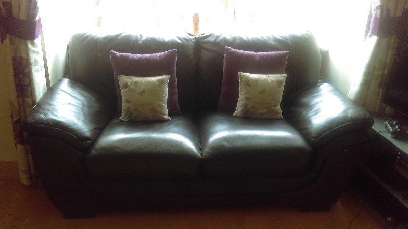 dark brown Leather two seater Sofa