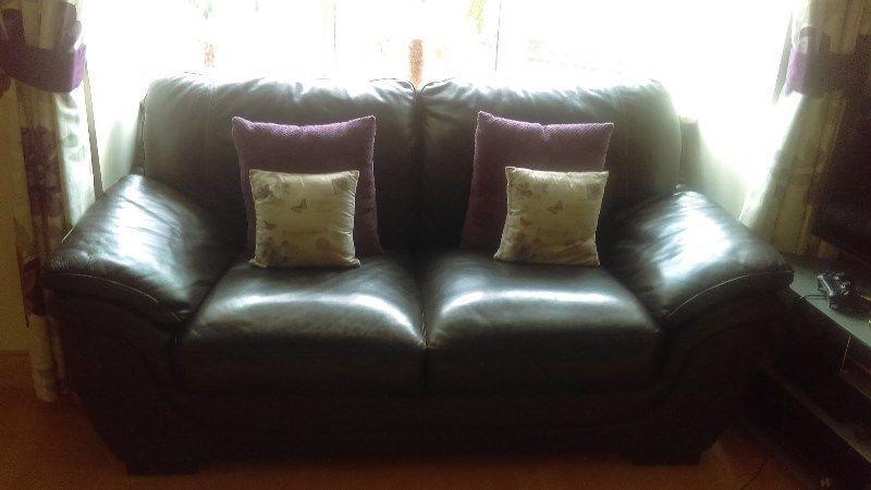 dark brown Leather two seater Sofa