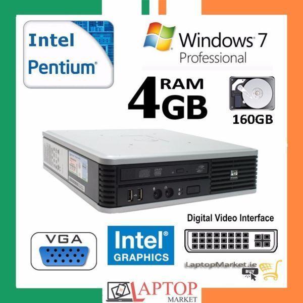 HP Mini 7800 USFF Intel Dual Core E2160 4GB RAM 160GB DVI Win7 VGA DVD