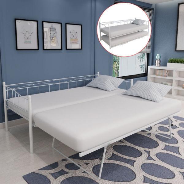 Beds & Bed Frames : vidaXL Day Bed Only Frame 180x200/90x200 cm Steel White(SKU242683)